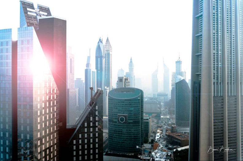 Dubai cityscape at golden hour